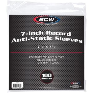 BCW Anti-Static Polypropylene 7-inch Record Inner Sleeve – 100 Count | Acid-Free Protection for Vinyl Scratch, Scuff & Dust Prevention for Vintage Records