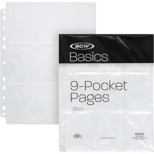 BCW Basics 9-Pocket Pages (70 Pack) | Binder Sheets for Trading & Sports Cards | Archival Protectors for Collectibles(36 Pack)