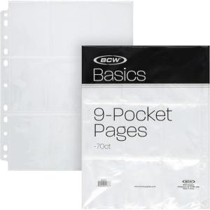BCW Basics 9-Pocket Pages (70 Pack) | Binder Sheets for Trading & Sports Cards | Archival Protectors for Collectibles(70 Pack)