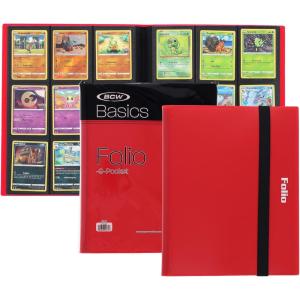 BCW Basics Folio 9-Pocket Card Album – Black | Archival Safe, Side-Loading Binder | Premium Storage Solution for Trading Cards, Sports Cards, and More | 360-Card Capacity(Red)