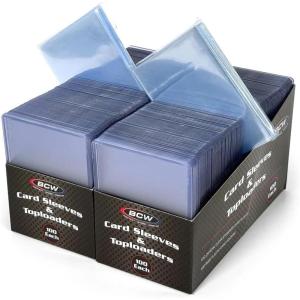 BCW Card Sleeves and Toploaders for Card Combo – 100 Count | Top Loaders and Acid-Free Penny Sleeves | Great for Football, Magic: The Gathering, Pokémon, and Baseball Card Protectors(200 Count)