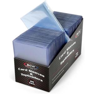BCW Card Sleeves and Toploaders for Card Combo – 100 Count | Top Loaders and Acid-Free Penny Sleeves | Great for Football, Magic: The Gathering, Pokémon, and Baseball Card Protectors(100 Count)