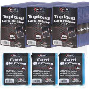 BCW Card Sleeves and Toploaders for Card Combo – 300 Count | Premium Top Loaders and Acid-Free Penny Sleeves | Great for Football, Magic: The Gathering, Pokémon, and Baseball Card Protectors