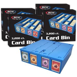 BCW Collectible Card Bin – Blue | Holds 3200 Cards | Includes 4 Dividers | Storage for Pokémon, MTG & Sports Cards(4 Pack)