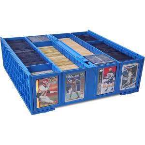 BCW Collectible Card Bin – Blue | Holds 3200 Cards | Includes 4 Dividers | Storage for Pokémon, MTG & Sports Cards(Single)