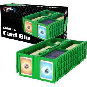 BCW Collectible Card Bin – Holds up to 1600 Cards | Large Card Storage Box for Loose Trading Cards | Pokemon, MTG, and Sports Card Storage Boxes | Sorting Card Box (Green, Single)(Single)