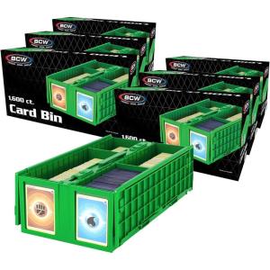 BCW Collectible Card Bin – Holds up to 1600 Cards | Large Card Storage Box for Loose Trading Cards | Pokemon, MTG, and Sports Card Storage Boxes | Sorting Card Box (Green, Single)(6 Pack)