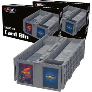 BCW Collectible Card Bin – (Single, Gray) | Holds up to 1600 Cards | Plastic Storage Box for Pokémon, MTG & Sports Cards(2 Pack)
