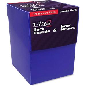 BCW Combo Pack – Inner Sleeves & Elite2 Deck Guards – Blue | Fits Standard 2.5″x3.5″ Game Cards | Clear Glossy Front, Textured Back | Includes 100 Elite2 Deck Guards & 100 Inner Sleeves