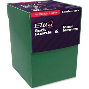 BCW Combo Pack – Inner Sleeves & Elite2 Deck Guards – Green | Fits Standard 2.5″x3.5″ Game Cards | Clear Glossy Front, Textured Back | Includes 100 Elite2 Deck Guards & 100 Inner Sleeves