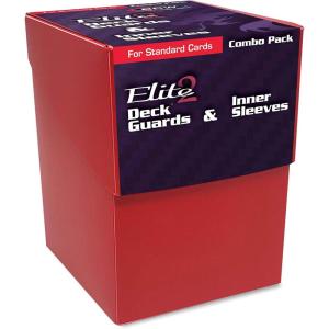 BCW Combo Pack – Inner Sleeves & Elite2 Deck Guards – Red | Fits Standard 2.5″x3.5″ Game Cards | Clear Glossy Front, Textured Back | Includes 100 Elite2 Deck Guards & 100 Inner Sleeves