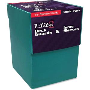 BCW Combo Pack – Inner Sleeves & Elite2 Deck Guards – Teal | Fits Standard 2.5″x3.5″ Game Cards | Clear Glossy Front, Textured Back | Includes 100 Elite2 Deck Guards & 100 Inner Sleeves