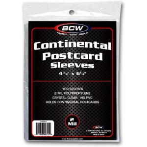 BCW Continental Postcard Sleeves, Photos Sleeves | Exterior Dimensions: 4 3/8″ x 6 1/4″ | Acid-Free Archival Sleeves Quality | Crystal Clear Polypropylene | Protect and Store Collectible Postcards