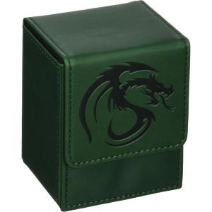 BCW Deck Case LX | Holds 80 Sleeved Gaming Cards | Black Leatherette with Red Stitching | Magnetic Closure | Durable Card Storage for Magic, Pokémon and Star Wars(Green)
