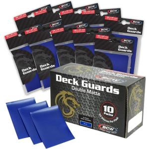 BCW Deck Guard – Double Matte 500 Count Box (10 Packs of 50 Sleeves) | Acid-Free, No PVC | Fits 2.5″ x 3.5″ Game Cards | Archival Safe Sleeves for Card Protection (Red)(Blue)
