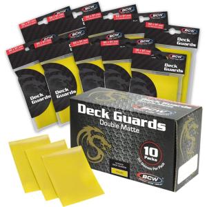 BCW Deck Guard – Double Matte 500 Count Box (10 Packs of 50 Sleeves) | Acid-Free, No PVC | Fits 2.5″ x 3.5″ Game Cards | Archival Safe Sleeves for Card Protection (Red)(Yellow)