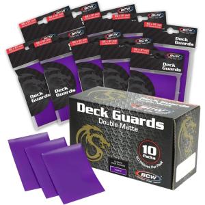BCW Deck Guard – Double Matte 500 Count Box (10 Packs of 50 Sleeves) | Acid-Free, No PVC | Fits 2.5″ x 3.5″ Game Cards | Archival Safe Sleeves for Card Protection (Red)(Purple)