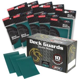 BCW Deck Guard – Double Matte 500 Count Box (10 Packs of 50 Sleeves) | Acid-Free, No PVC | Fits 2.5″ x 3.5″ Game Cards | Archival Safe Sleeves for Card Protection (Red)(Teal)