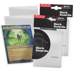 BCW Deck Guard – Double Matte Black Card Sleeves | Acid-Free, Archival-Safe, No PVC | Anti-Glare Matte Finish | Fits Standard 2½” x 3½” Game Cards | Durable Deck Protector Sleeves | 100 Ct(White)