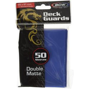 BCW Deck Guard – Double Matte Blue Card Sleeves | Acid-Free, Archival-Safe, No PVC | Anti-Glare Matte Finish | Fits Standard 2½” x 3½” Game Cards | Durable Deck Protector Sleeves | 1500 Ct