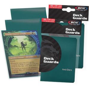 BCW Deck Guard – Double Matte Green Card Sleeves | Acid-Free, Archival-Safe, No PVC | Anti-Glare Matte Finish | Fits Standard 2½” x 3½” Game Cards | Durable Deck Protector Sleeves | 100 Ct(Teal)