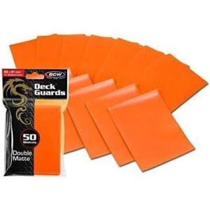 BCW Deck Guard – Double Matte Orange Card Sleeves | Acid-Free, Archival-Safe, No PVC | Anti-Glare Matte Finish | Fits Standard 2½” x 3½” Game Cards | Durable Deck Protector Sleeves | 300 Ct