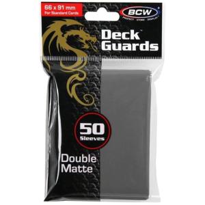 BCW Deck Guard – Double Matte Purple Card Sleeves | Acid-Free, Archival-Safe, No PVC | Anti-Glare Matte Finish | Fits Standard 2½” x 3½” Game Cards | Durable Deck Protector Sleeves | 50 Ct(Gray)