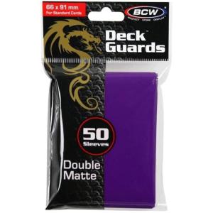BCW Deck Guard – Double Matte Purple Card Sleeves | Acid-Free, Archival-Safe, No PVC | Anti-Glare Matte Finish | Fits Standard 2½” x 3½” Game Cards | Durable Deck Protector Sleeves | 50 Ct(Purple)