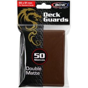 BCW Deck Guard – Double Matte Purple Card Sleeves | Acid-Free, Archival-Safe, No PVC | Anti-Glare Matte Finish | Fits Standard 2½” x 3½” Game Cards | Durable Deck Protector Sleeves | 50 Ct(Brown)