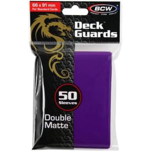 BCW Deck Guard – Double Matte Purple Card Sleeves | Acid-Free, Archival-Safe, No PVC | Anti-Glare Matte Finish | Fits Standard 2½” x 3½” Game Cards | Durable Deck Protector Sleeves | 300 Ct