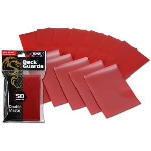 BCW Deck Guard – Double Matte Red Card Sleeves | Acid-Free, Archival-Safe, No PVC | Anti-Glare Matte Finish | Fits Standard 2½” x 3½” Game Cards | Durable Deck Protector Sleeves | 600 Ct