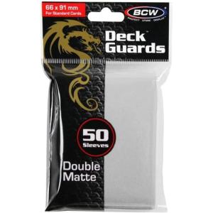 BCW Deck Guard – Double Matte White Card Sleeves | Acid-Free, Archival-Safe, No PVC | Anti-Glare Matte Finish | Fits Standard 2½” x 3½” Game Cards | Durable Deck Protector Sleeves | 1500 Ct