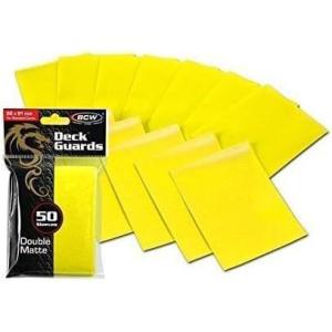 BCW Deck Guard – Double Matte Yellow Card Sleeves | Acid-Free, Archival-Safe, No PVC | Anti-Glare Matte Finish | Fits Standard 2½” x 3½” Game Cards | Durable Deck Protector Sleeves | 300 Ct