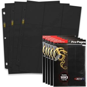 BCW Double-Sided 9-Pocket Pages (50 Blue) | Side-Loading Trading Card Binder Sheets | Card Storage & Display Solution(Black)