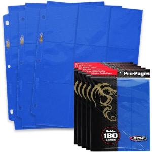 BCW Double-Sided 9-Pocket Pages (50 Blue) | Side-Loading Trading Card Binder Sheets | Card Storage & Display Solution(Blue)