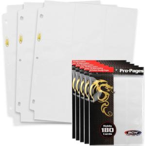 BCW Double-Sided 9-Pocket Pages (50 Blue) | Side-Loading Trading Card Binder Sheets | Card Storage & Display Solution(White)