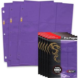 BCW Double-Sided 9-Pocket Pages Holder – 50 Purple Pages | Trading Card Binder Sheets | Secure Side Loading | Ideal Card Storage and Display Solution