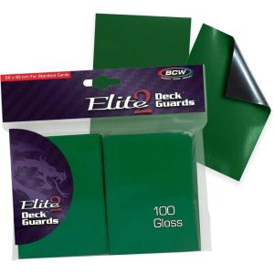 BCW Elite2 Glossy Card Sleeves – Red | Crystal-Clear Front | Textured Back | Fits 2.5″ x 3.5″ Cards – 100 Ct(Green)
