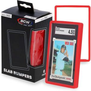 BCW Graded Blue Card Slab Bumpers for SGC | 6-Pack Edge Protectors for Sports & Trading Cards(Red)