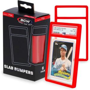 BCW Graded Card Slab Bumpers – Black | TPE Edge Protectors for PSA Slabs (2017–Current) | Secure Fit & Easy Grip | Pack of 6 Bumpers for PSA-Graded Card Cases | Collector-Grade Protection(Red)
