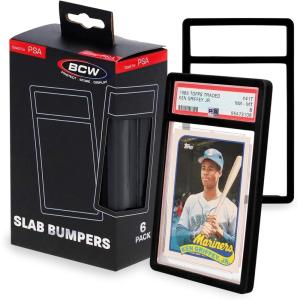 BCW Graded Card Slab Bumpers – Black | TPE Edge Protectors for PSA Slabs (2017–Current) | Secure Fit & Easy Grip | Pack of 6 Bumpers for PSA-Graded Card Cases | Collector-Grade Protection(Black)
