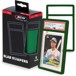 BCW Graded Card Slab Bumpers – Black | TPE Edge Protectors for PSA Slabs (2017–Current) | Secure Fit & Easy Grip | Pack of 6 Bumpers for PSA-Graded Card Cases | Collector-Grade Protection(Green)