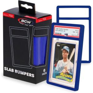BCW Graded Card Slab Bumpers – Black | TPE Edge Protectors for PSA Slabs (2017–Current) | Secure Fit & Easy Grip | Pack of 6 Bumpers for PSA-Graded Card Cases | Collector-Grade Protection(Blue)