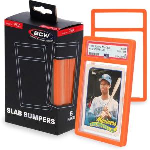 BCW Graded Card Slab Bumpers – Black | TPE Edge Protectors for PSA Slabs (2017–Current) | Secure Fit & Easy Grip | Pack of 6 Bumpers for PSA-Graded Card Cases | Collector-Grade Protection(Orange)