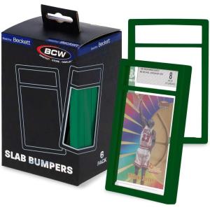 BCW Graded Card Slab Bumpers for BGS Slabs – Black | 6-Pack Durable TPE Edge Protectors | Shields BGS-Standard Slabs from Scuffs, Chips & Impact Damage | Easy Fit & Non-Slip Grip for Trading Cards(Green)
