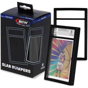 BCW Graded Card Slab Bumpers for BGS Slabs – Black | 6-Pack Durable TPE Edge Protectors | Shields BGS-Standard Slabs from Scuffs, Chips & Impact Damage | Easy Fit & Non-Slip Grip for Trading Cards(Black)