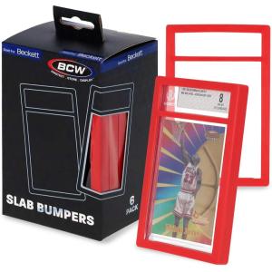 BCW Graded Card Slab Bumpers for BGS Slabs – Black | 6-Pack Durable TPE Edge Protectors | Shields BGS-Standard Slabs from Scuffs, Chips & Impact Damage | Easy Fit & Non-Slip Grip for Trading Cards(Red)