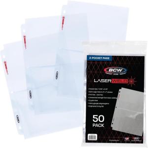 BCW LaserWeld 2-Pocket Photo Page – 50ct | Holds Two 5″x7″ Photos or Cards | Acid-Free, Archival Polypropylene | Flat Design Laser-Welded Seams | Ideal for Photo Albums, Trading Cards, Postcards(50 Pack)