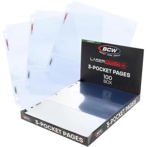 BCW LaserWeld 3-Pocket Currency Page – 50 Pack | Archival Polypropylene | Top-Loading, Acid-Free, Clear Binder Sleeves | Ideal for Dollar Bill, Currency, Money, and Coin Collecting Supplies(100 Pack)
