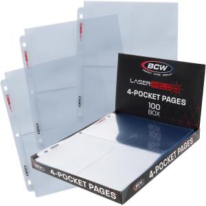BCW LaserWeld® 4-Pocket Page 50 Count | Binder Pages | Photo Sleeves for 3 Ring Binder | 3.5×5.25 Cards, Polaroids | Archival, Acid-Free(100 Pack)